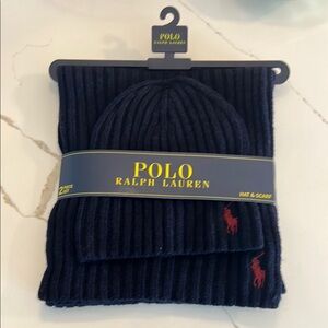 Polo Ralph Lauren Navy Hat and Scarf Set